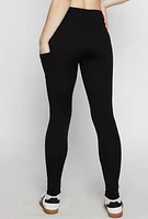 Womens Side Pocket High Waist Leggings, Black, Size S-M