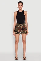 Womens Stylish Camo Cargo Shorts with Stretch for Comfortable Fit, Green, Size XL