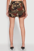 Womens Stylish Camo Cargo Shorts with Stretch for Comfortable Fit, Green, Size XL