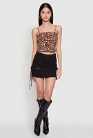 Womens Cargo Denim Mini Skirt, Black, Size XL