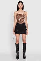 Womens Cargo Denim Mini Skirt, Black, Size M