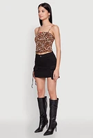 Womens Cargo Denim Mini Skirt, Black, Size XL