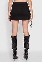 Womens Cargo Denim Mini Skirt, Black, Size XL