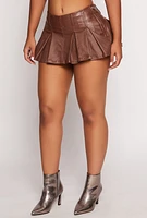 Womens Almost Famous Leather Look Pleated Mini Skort, L