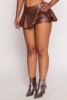 Womens Almost Famous Leather Look Pleated Mini Skort, L