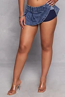 Womens Almost Famous Acid Wash Pleated Skort, M