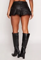 Womens Almost Famous Leather Look Cargo Pleated Skirt, Black, Size L