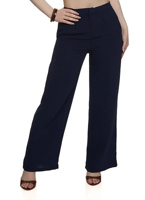 Womens Linen High Waist Wide Leg Pants, M