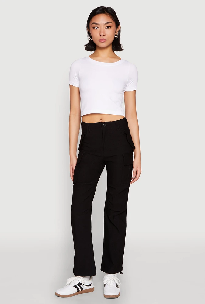 Womens Toggle Drawstring Hem Utility Pants,