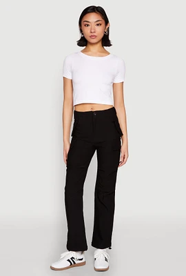 Womens Toggle Drawstring Hem Utility Pants,