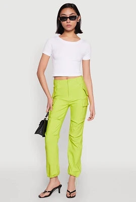 Womens Toggle Drawstring Hem Utility Pants, Green, Size L