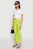 Womens Toggle Drawstring Hem Utility Pants, Green, Size M