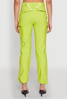 Womens Toggle Drawstring Hem Utility Pants, Green, Size L