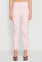 Womens Toggle Drawstring Hem Utility Pants, Pink,