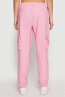 Womens Contrast Piping Hyperstretch Cargo Joggers, Pink, Size M