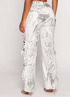 Womens Paint Splatter Zip Cargo Pants, Grey, Size S