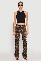 Womens Camouflage Stacked Cargo Pants, Multi,