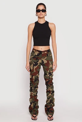 Womens Camouflage Stacked Cargo Pants, Multi, Size L