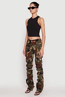 Womens Camouflage Stacked Cargo Pants, Multi, Size S