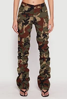 Womens Camouflage Stacked Cargo Pants, Multi, Size S