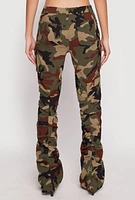 Womens Camouflage Stacked Cargo Pants, Multi, Size S