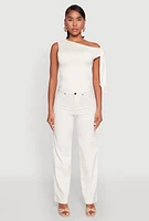 Womens Hyperstretch Straight Leg Jeans, White, Size XL