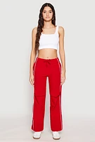 Womens Hyperstretch Toggle Drawstring Hem Pants, Red,