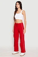 Womens Hyperstretch Toggle Drawstring Hem Pants, Red,