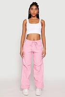 Womens Hyperstretch Toggle Drawstring Hem Pants, Pink, Size L