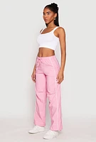 Womens Hyperstretch Toggle Drawstring Hem Pants, Pink, Size L