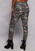 Womens Twill Camo Cargo Joggers, Multi, Size M