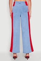 Womens Varsity Stripe Wide Leg Jeans, Blue, Size S