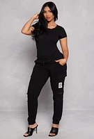Womens Queen Boss Cargo Joggers, Black, Size M