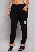 Womens Queen Boss Cargo Joggers, Black, Size M