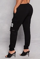 Womens Queen Boss Cargo Joggers, Black, Size M