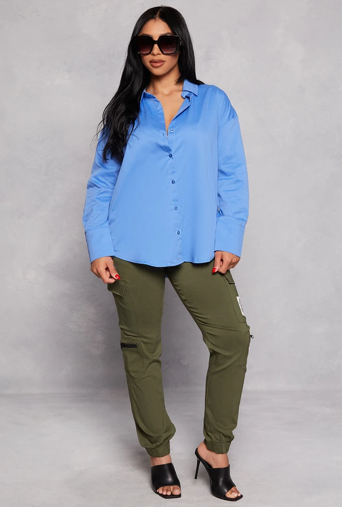 Womens Queen Boss Cargo Joggers, Green, Size M