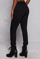 Womens Release Buckle Belt Cargo Joggers, Black, Size L