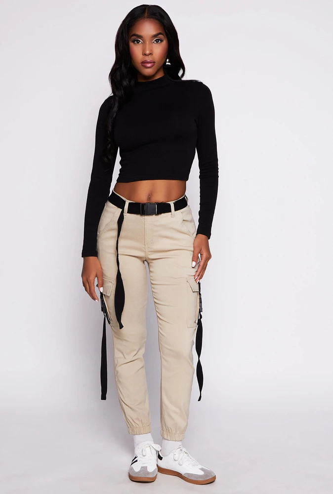 Womens Release Buckle Belt Cargo Joggers, M
