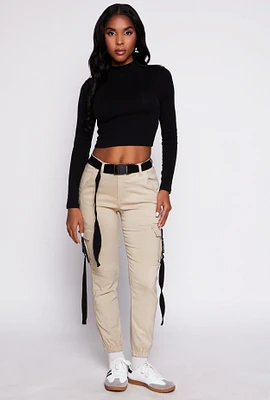 Womens Release Buckle Belt Cargo Joggers, M