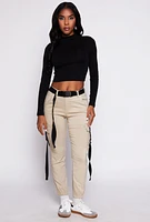 Womens Release Buckle Belt Cargo Joggers, M