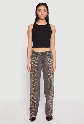 Womens Leopard Print Pants, Brown, Size 5