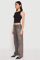 Womens Leopard Print Pants, Brown, Size 3