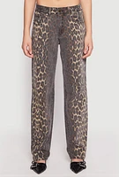 Womens Leopard Print Pants, Brown, Size 5