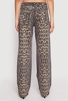 Womens Leopard Print Pants, Brown, Size 5