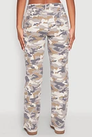 Womens Patch and Repair Distressed Camo Pants, Multi, Size 9