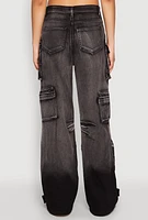 Womens Daisy Mineral Wash Multi Pocket Cargo Jeans, Grey, Size M