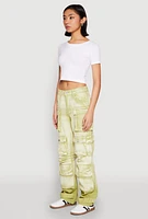 Womens Daisy Mineral Wash Multi Pocket Cargo Jeans, Green,
