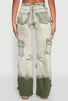 Womens Daisy Mineral Wash Multi Pocket Cargo Jeans, Green, Size 3