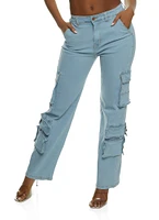 Womens Denim Wide Leg Daisy Jeans, Blue, Size S