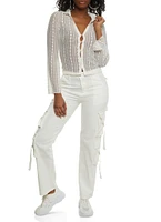 Womens Daisy Strappy Cargo Pants, White, Size S